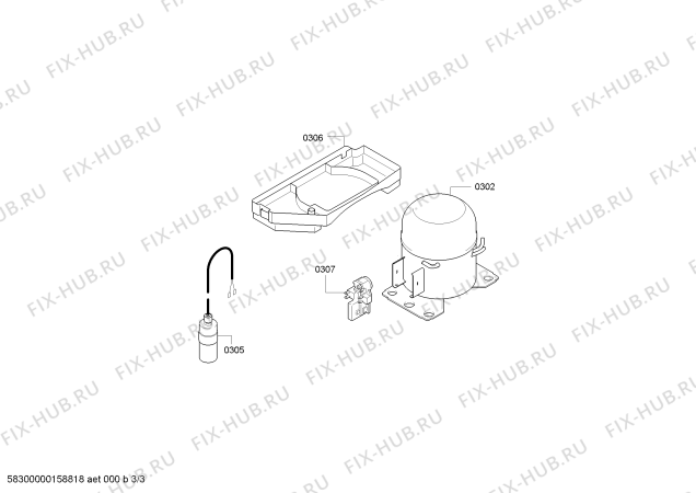 Взрыв-схема холодильника Bosch KSW30V81GB - Схема узла 03