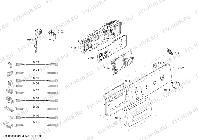 Схема №1 WAE16163ZA с изображением Панель управления для стиральной машины Bosch 00669912