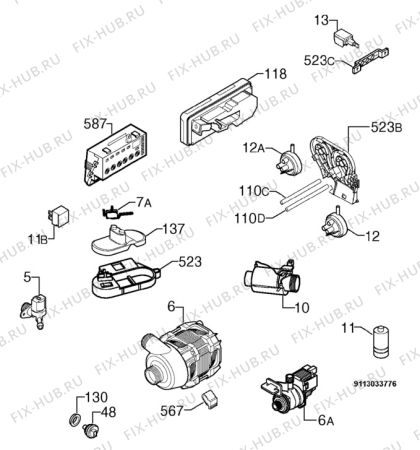 Взрыв-схема посудомоечной машины Privileg 615941_11142 - Схема узла Electrical equipment 268