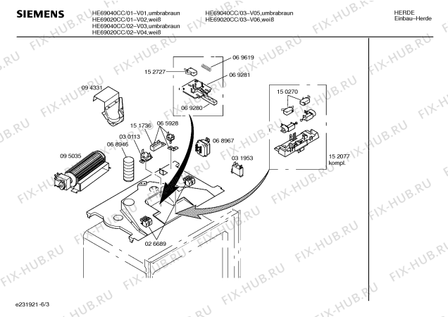 Схема №1 HE69020CC с изображением Инструкция по эксплуатации для плиты (духовки) Siemens 00517439