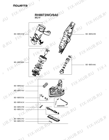 Схема №1 RH8872WO/9A0 с изображением Рукоятка для пылесоса Rowenta RS-RH5694