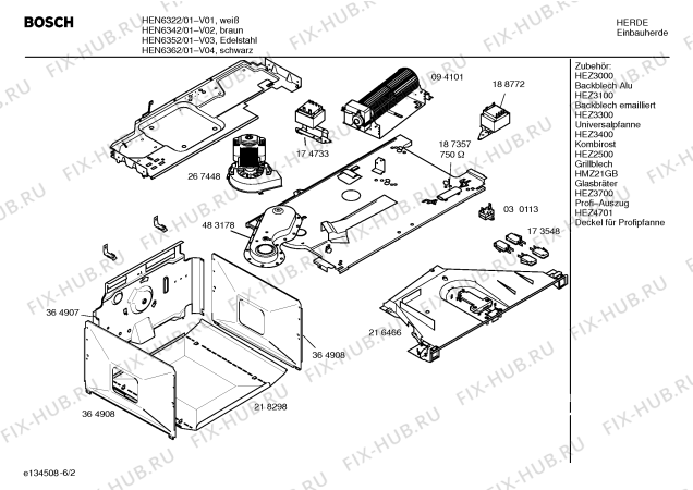 Взрыв-схема плиты (духовки) Bosch HEN6322 - Схема узла 02