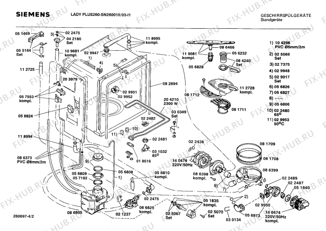 Схема №1 SN26001II с изображением Панель для посудомойки Siemens 00271802