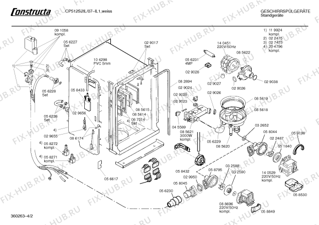 Взрыв-схема посудомоечной машины Constructa CP512S2IL - Схема узла 02