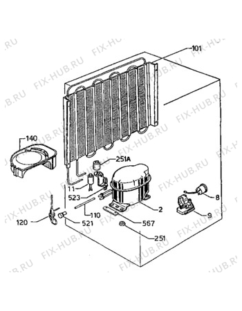 Взрыв-схема холодильника Aeg S.1440-1TK - Схема узла Cooling system 017