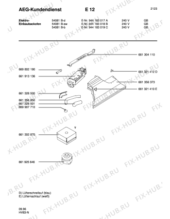 Взрыв-схема плиты (духовки) Aeg COMP. 54081B-W GB - Схема узла Section1