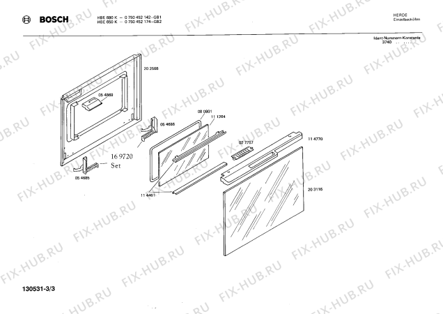 Схема №1 0750452142 HBE680K с изображением Панель для плиты (духовки) Bosch 00115667