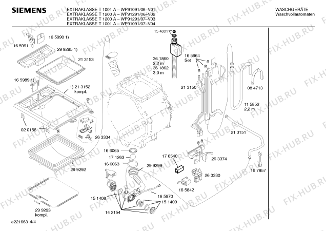 Схема №1 WP91091 EXTRAKLASSE T1001A с изображением Инструкция по эксплуатации для стиралки Siemens 00522649