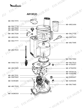 Взрыв-схема кухонного комбайна Moulinex A813E(2) - Схема узла SP000143.2P2