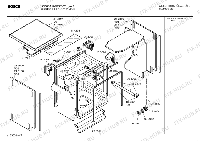 Взрыв-схема посудомоечной машины Bosch SGS43A12GB Exxcel auto option - Схема узла 03