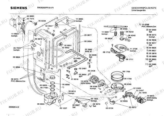 Взрыв-схема посудомоечной машины Siemens SN35202FF - Схема узла 02