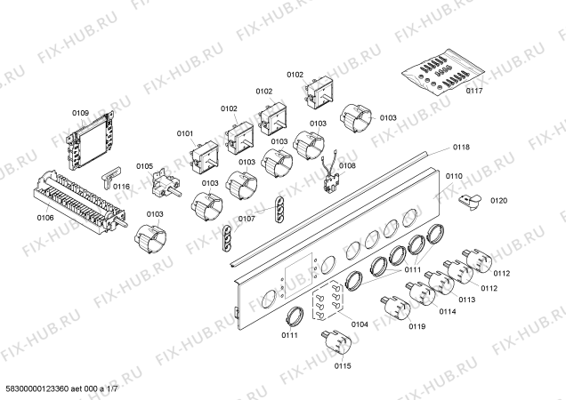 Схема №1 HLN444020V с изображением Панель управления для плиты (духовки) Bosch 00448842