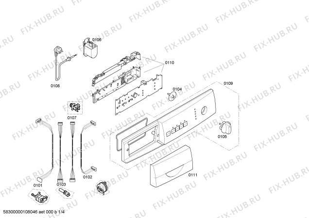 Схема №1 WFL242YNL Maxx Young Generation 1200 с изображением Модуль управления для стиралки Bosch 00443353