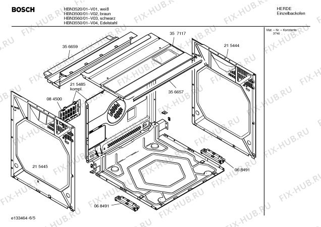 Взрыв-схема плиты (духовки) Bosch HBN3550 - Схема узла 05