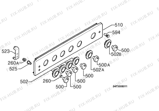 Взрыв-схема плиты (духовки) Electrolux EKP66A - Схема узла Command panel 037