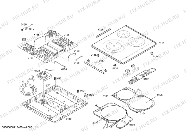 Схема №1 T4403N0 с изображением Стеклокерамика для духового шкафа Bosch 00477067