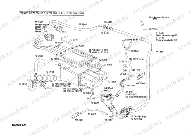 Схема №2 0722054115 VT595 с изображением Индикатор для стиралки Bosch 00042033