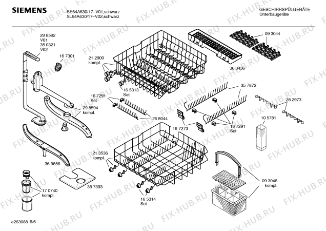 Взрыв-схема посудомоечной машины Siemens SE64A630 - Схема узла 06