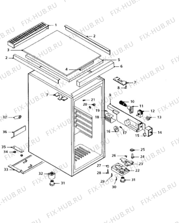 Взрыв-схема холодильника Tricity Bendix EBL5W - Схема узла Cabinet + armatures