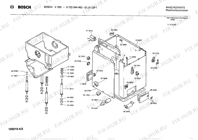 Взрыв-схема стиральной машины Bosch 0722044452 V320 - Схема узла 02