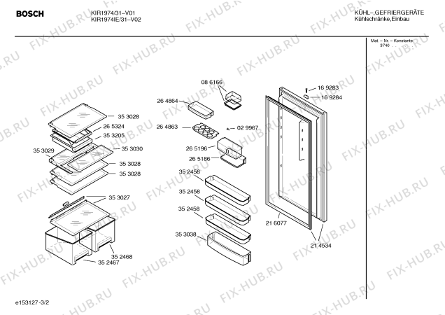 Схема №1 K1604X2 KI220SC с изображением Внешняя дверь для холодильной камеры Bosch 00214534