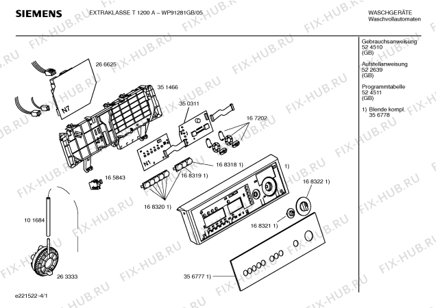 Схема №2 WP91281GB EXTRAKLASSE T1200 с изображением Вкладыш в панель для стиралки Siemens 00356777