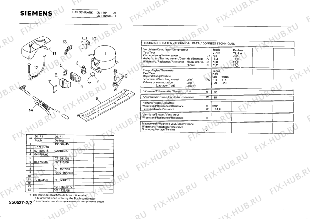 Взрыв-схема холодильника Siemens KU1764 - Схема узла 02