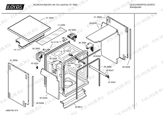 Взрыв-схема посудомоечной машины Lloyds SE2NCK4 026/255-09 - Схема узла 03