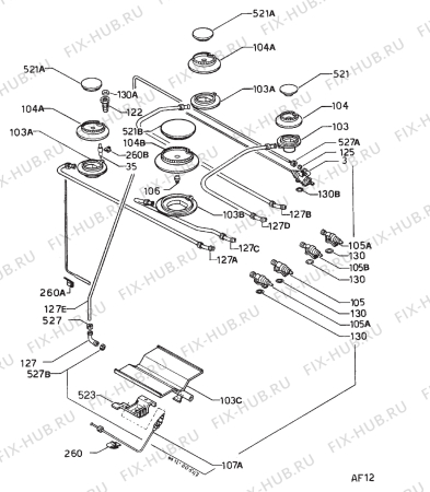 Взрыв-схема плиты (духовки) Castor CB6505 - Схема узла Functional parts 267