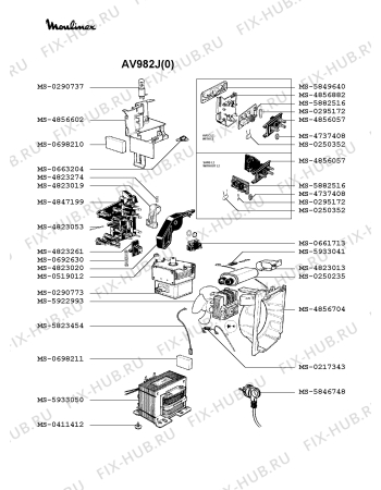 Взрыв-схема микроволновой печи Moulinex AV982J(0) - Схема узла FP002366.7P3