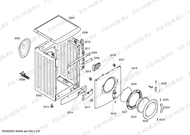 Взрыв-схема стиральной машины Bosch WAE20261TR - Схема узла 02