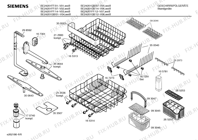 Взрыв-схема посудомоечной машины Siemens SE24201FF - Схема узла 06