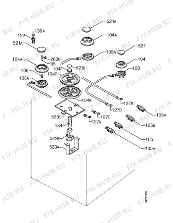 Взрыв-схема плиты (духовки) Electrolux EK9720 - Схема узла Functional parts 267