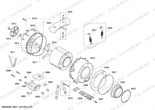 Взрыв-схема стиральной машины Siemens WM14E162CH E14.1CH varioPerfect - Схема узла 03