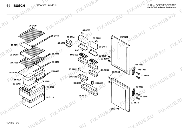 Взрыв-схема холодильника Bosch KGV5001 - Схема узла 02