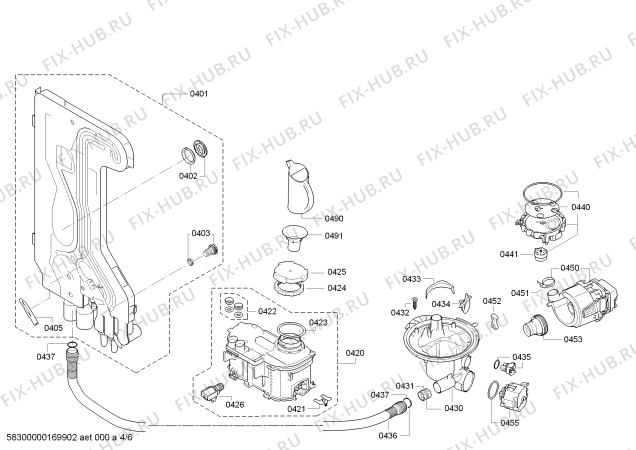 Взрыв-схема посудомоечной машины Bosch SMS40T42UK - Схема узла 04