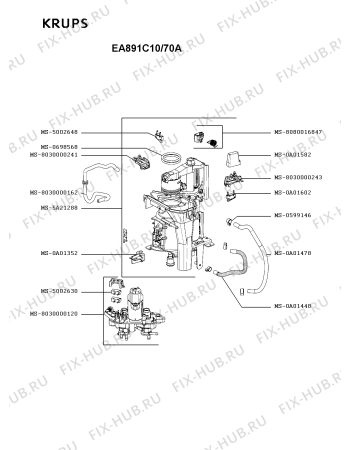 Взрыв-схема кофеварки (кофемашины) Krups EA891C10/70A - Схема узла CP005808.0P3