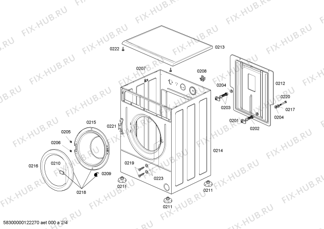 Схема №2 WFA126R22N BOSCH MAXX 600 BCO с изображением Декоративная панель для стиралки Bosch 00643465