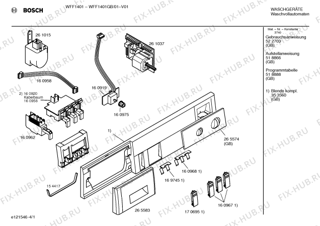 Схема №2 WFF1401GB, WFF1401 с изображением Панель управления для стиральной машины Bosch 00353560