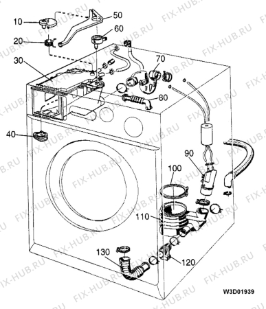 Взрыв-схема стиральной машины Electrolux EW1070C - Схема узла Water equipment