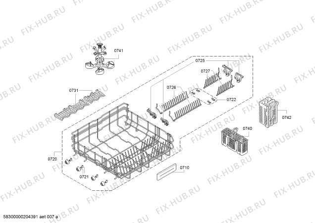 Взрыв-схема посудомоечной машины Bosch SMI65MS03C, SilencePlus - Схема узла 07