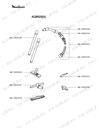 Взрыв-схема пылесоса Moulinex AQ8925(0) - Схема узла CP002294.4P2