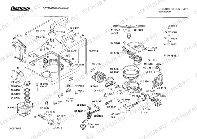 Взрыв-схема посудомоечной машины Constructa CG720000 CG720 - Схема узла 02