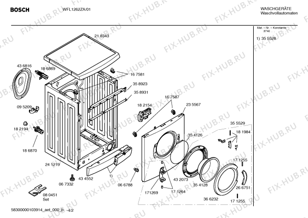 Взрыв-схема стиральной машины Bosch WFL1262ZA Bosch Maxx WFL1262ME - Схема узла 02