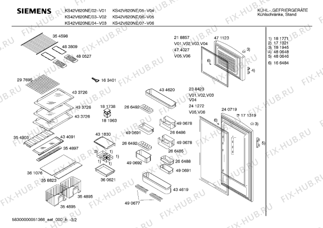 Взрыв-схема холодильника Siemens KS42V620NE - Схема узла 02