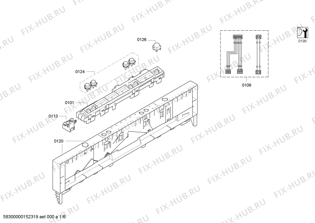 Схема №1 SN66E001EU с изображением Передняя панель для посудомойки Siemens 00679597