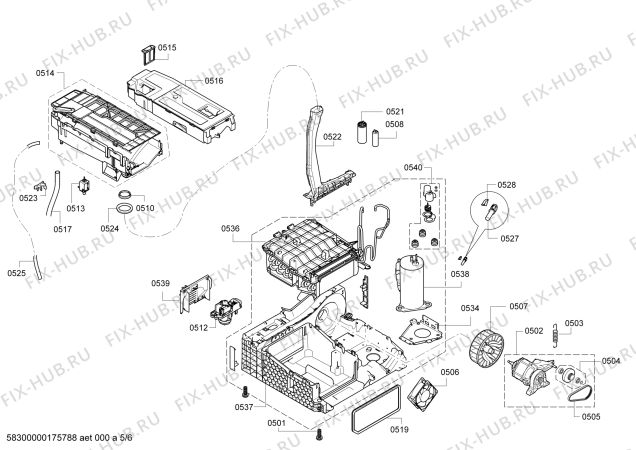 Взрыв-схема сушильной машины Siemens WT44W162NL iQ500 selfCleaning condenser - Схема узла 05