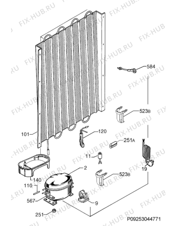 Взрыв-схема холодильника Progress PKG1641 - Схема узла Cooling system 017