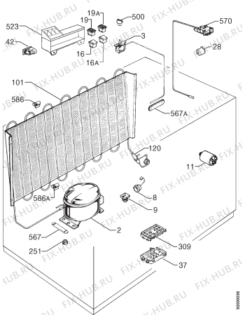 Взрыв-схема холодильника Privileg 117.134 7 - Схема узла Refrigerator cooling system