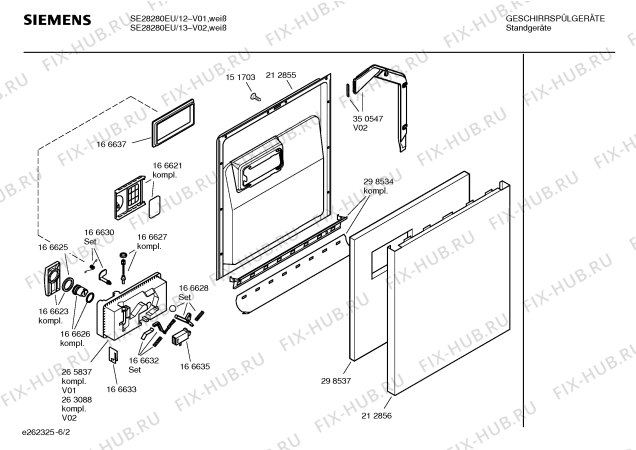Схема №1 SE28280EU с изображением Инструкция по эксплуатации для посудомоечной машины Siemens 00522552